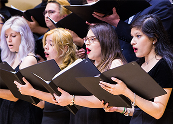 Choir singing. 