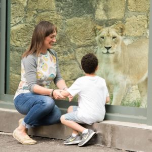 Mom and son at the zoo