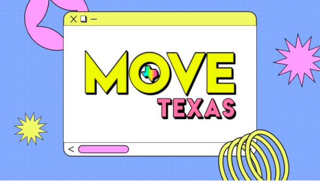 90s inspired pop up window that says "MOVE TEXAS"