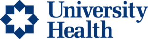 A University Health logo in blue