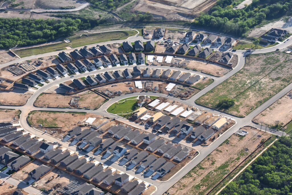A sprawling home development with newly constructed homes in South San Antonio.