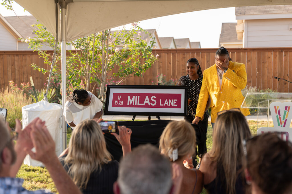 chef milas reacts when presented with his street sign dedication