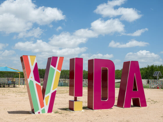 The VIDA sign at the corner of Jaguar Pkwy and Zarzamora.