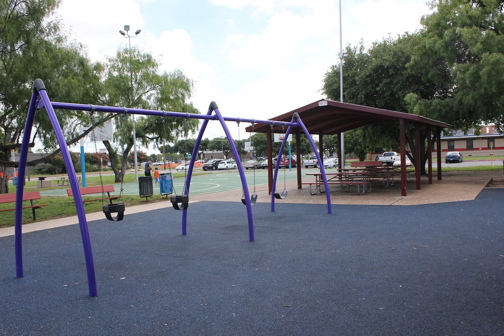 a local park with swings