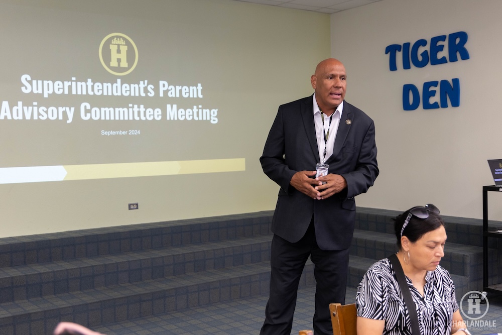 Harlandale Independent School District Superintendent, Geradro Soto speaks at a committee meeting