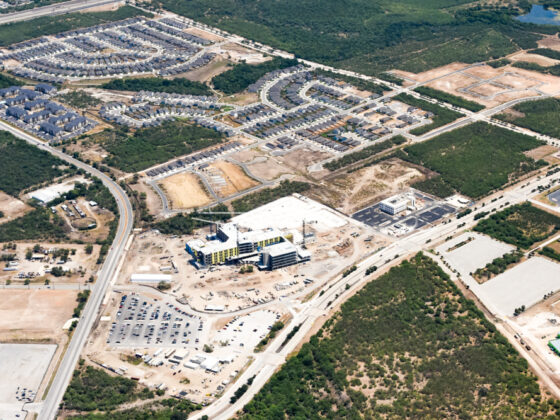 An aerial view of the new University Health Palo Alto Hospital