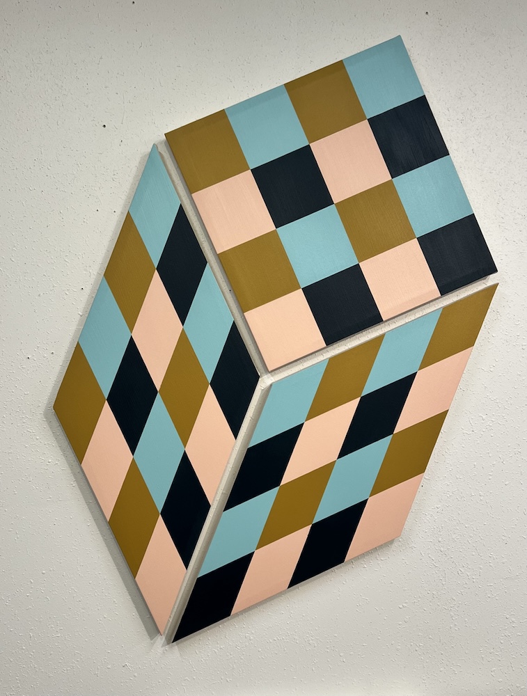 Colorful, geometric art displayed against a solid white background