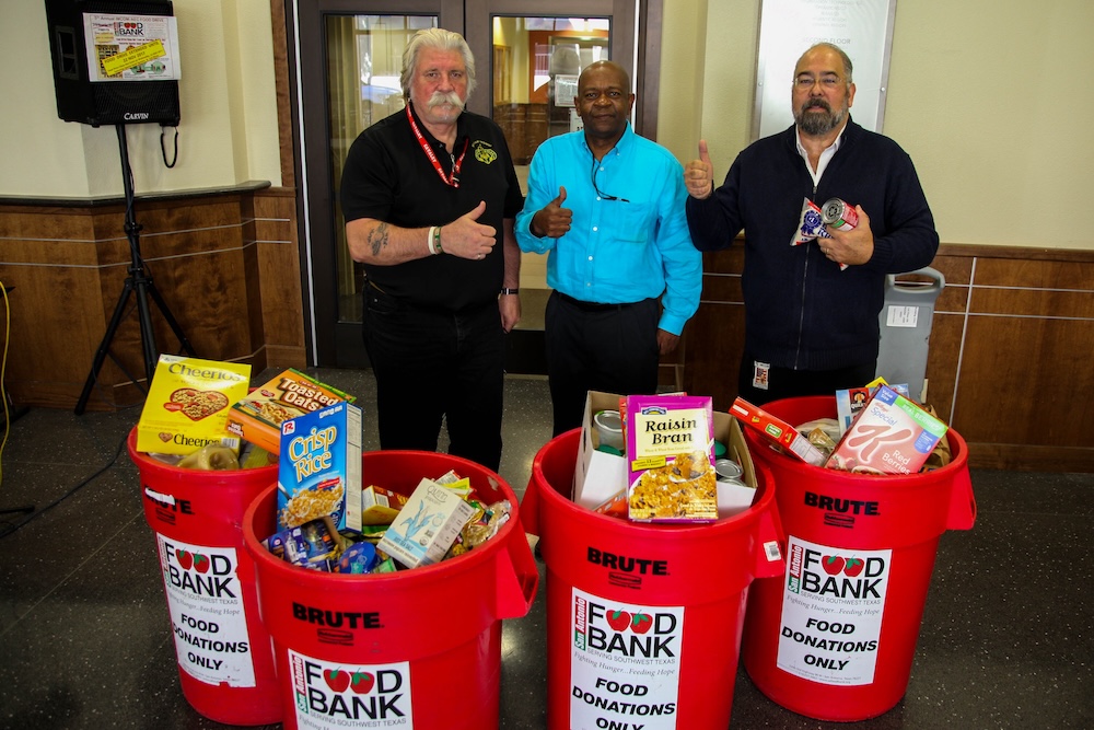 food bank bins full of food during the holidays