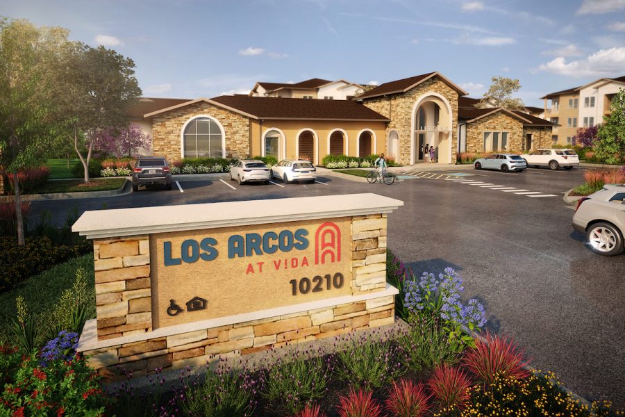 Signage and leasing office plans at Los Arcos.