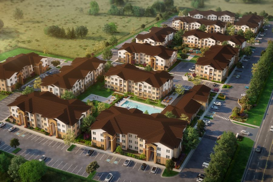 An eagles eye view of the planned Los Arcos community in San Antonio.
