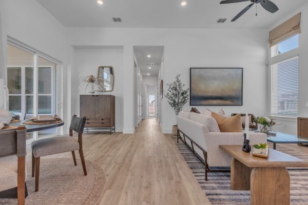 Living room with a view into the hallway