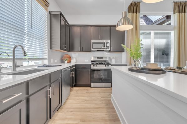 Modern, sleek kitchen of a Sitterle Townhome at VIDA San Antonio