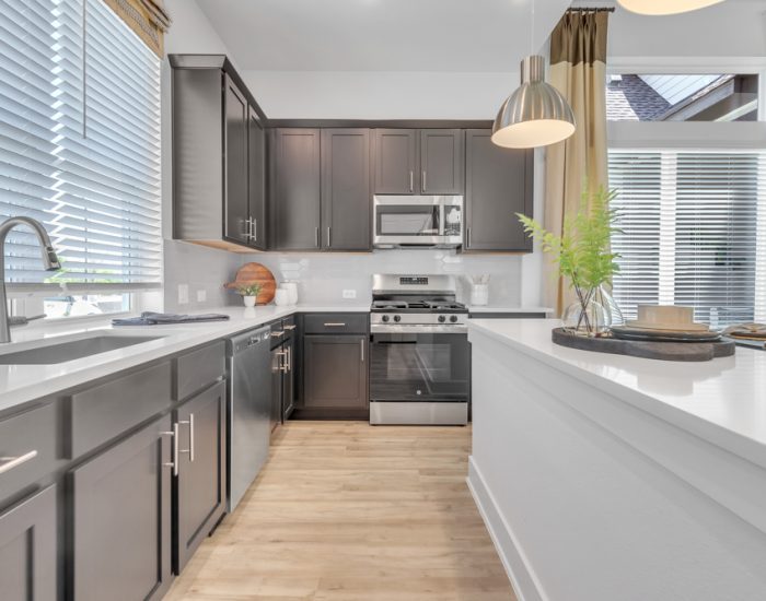 Modern, sleek kitchen of a Sitterle Townhome at VIDA San Antonio